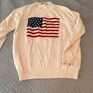 Brandy Melville Pink Cream Sweater with Flag Design